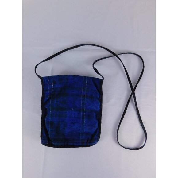 Floral Crossbody Bag Vtg Small Blue Cotton Boho Button Lined Travel Guatemala - Picture 3 of 7